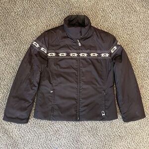 Vintage Bogner Ski Jacket black w/Southwest designs. Women's sz 10.